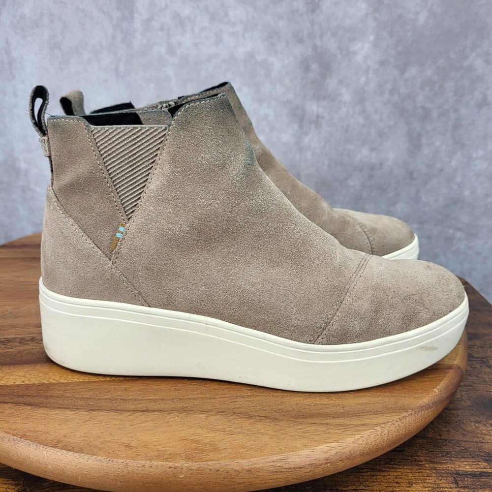 Toms Taupe Suede Platform Loafers
